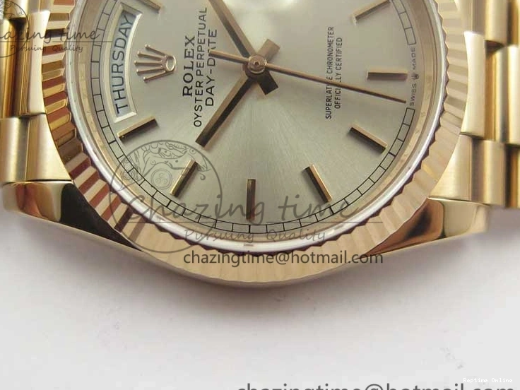 0111 Sophisticated Day-Date 36 RG 128239 Bp Maker Best Edition Silver Dial on RG President Bracelet 3132